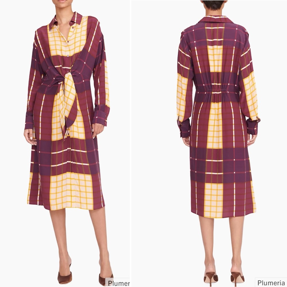 Staud Elsa Button-Front Midi Shirtdress, Front Detail